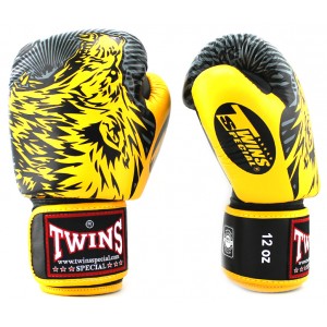 Боксерские перчатки Twins Special с рисунком (FBGV-50 yellow)